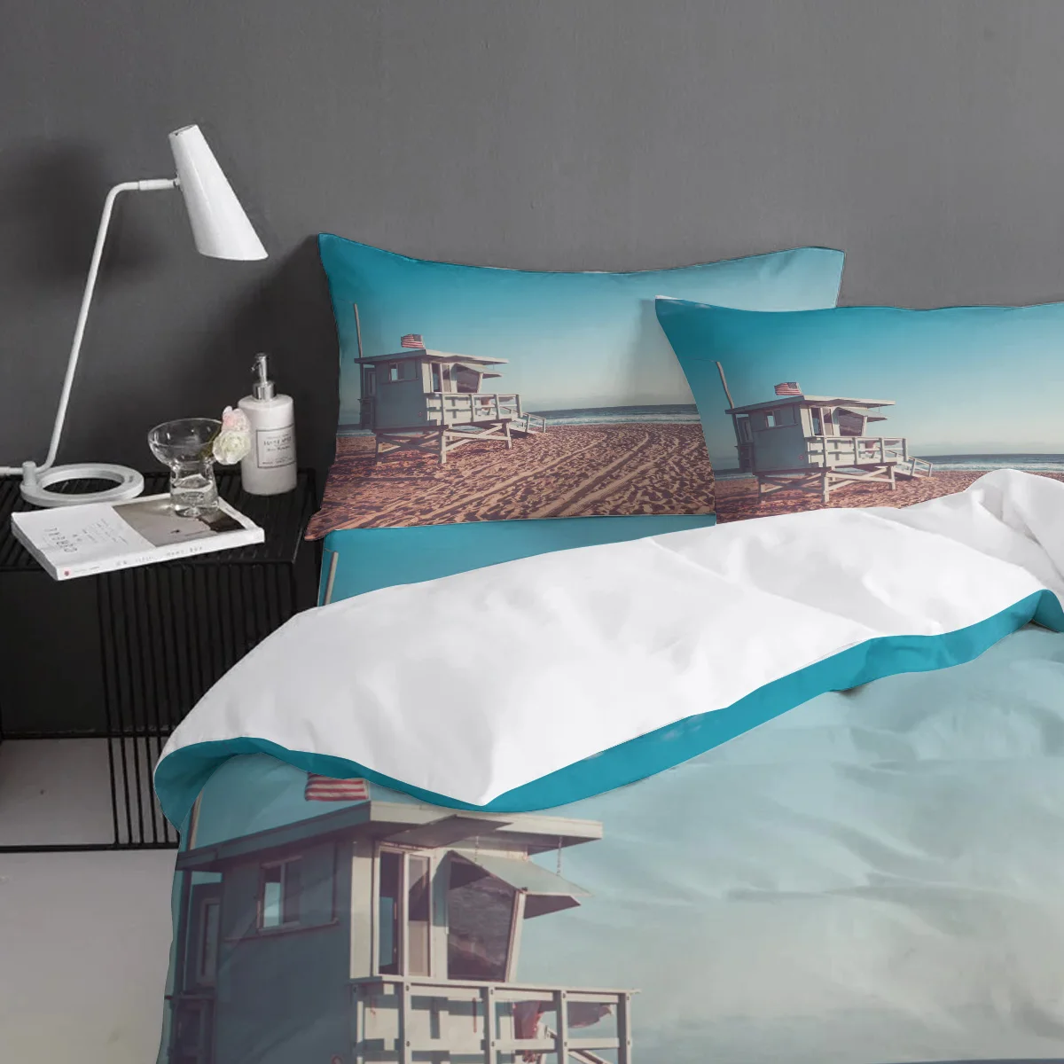 Lifeguard Cabin Beach Sandy Santa Monica Comfortable Household Goods Bedroom Bed Luxury Duvet Cover 2/3/4 Pieces | Дом и сад