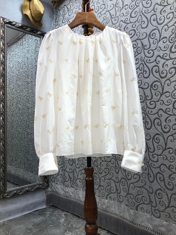 

2022 new women fashion embroidery straight casual doll style pullover shirt top shirt 0121