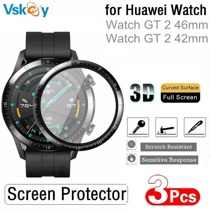 

VSKEY 3PCS 3D Curved Soft Screen Protector for Huawei Watch GT 2 46mm GT2 42mm Smart Watch Full Cover Protective Film