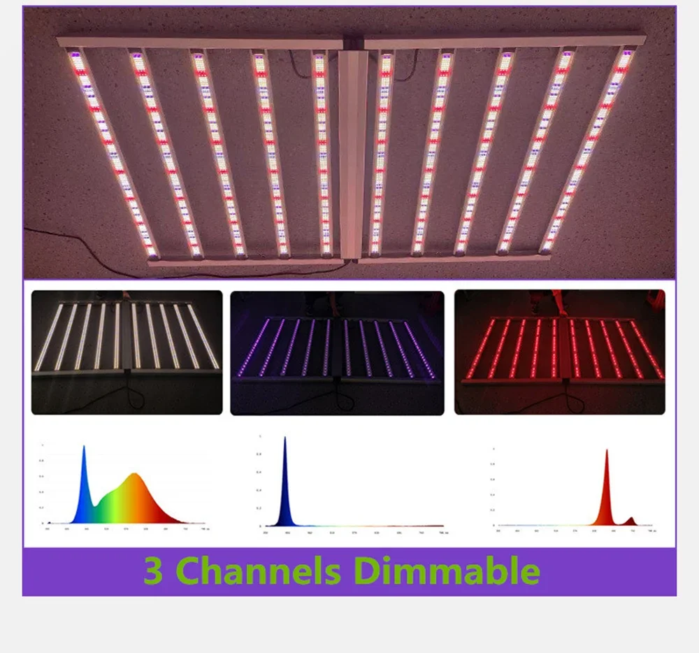 Фото Быстрая доставка, интеллектуальное управление, УФ/ИК 4X4 LED фитосветильник 1200 Вт, высокопроизводительная светодиодная лента Lm301b для выращивания растений в помещении №2
