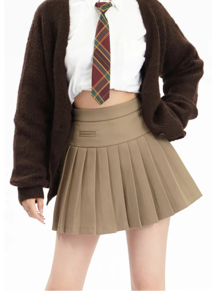 

Women Pleated Mini Skirt With Fake Pocket Front Y250