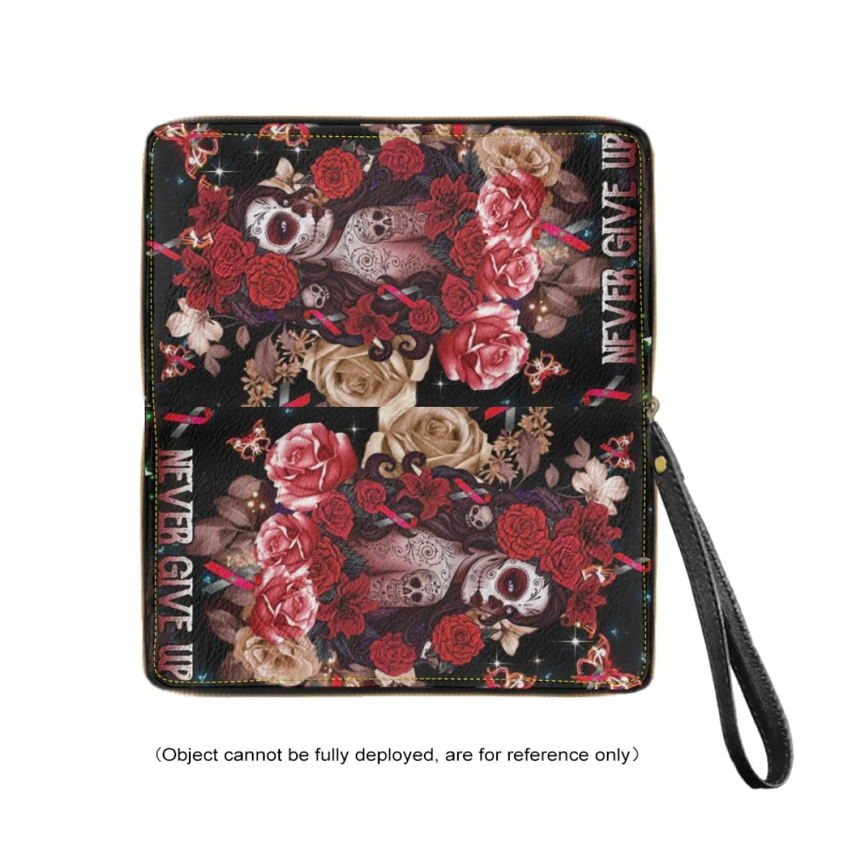 skull pattern print  women's luxury brand wallet PU Leather multifunction cardholder coin Wallets With Strap carteras de mujer