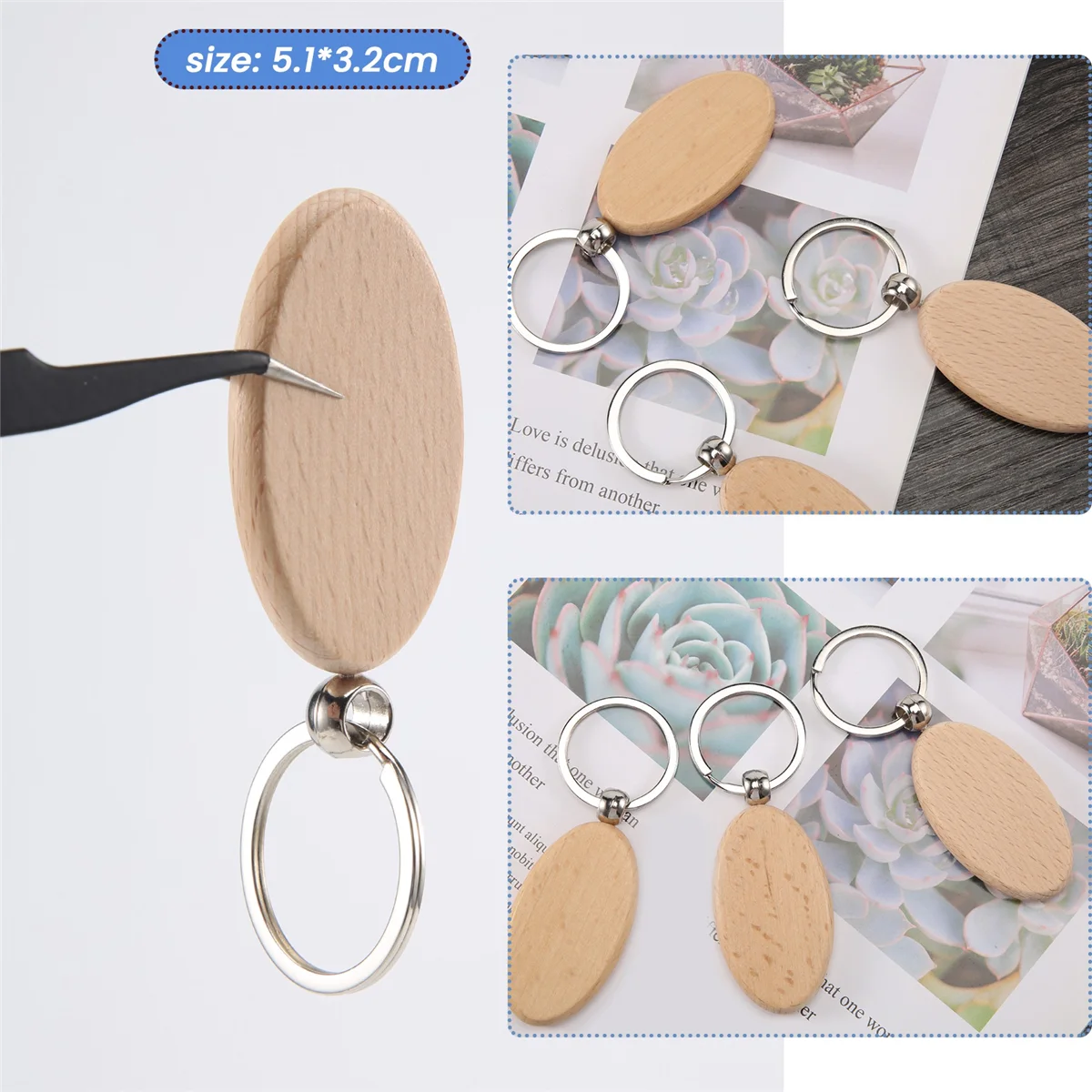 20 шт. пустой деревянный брелок для ключей Diy деревянные брелки подарки желтый