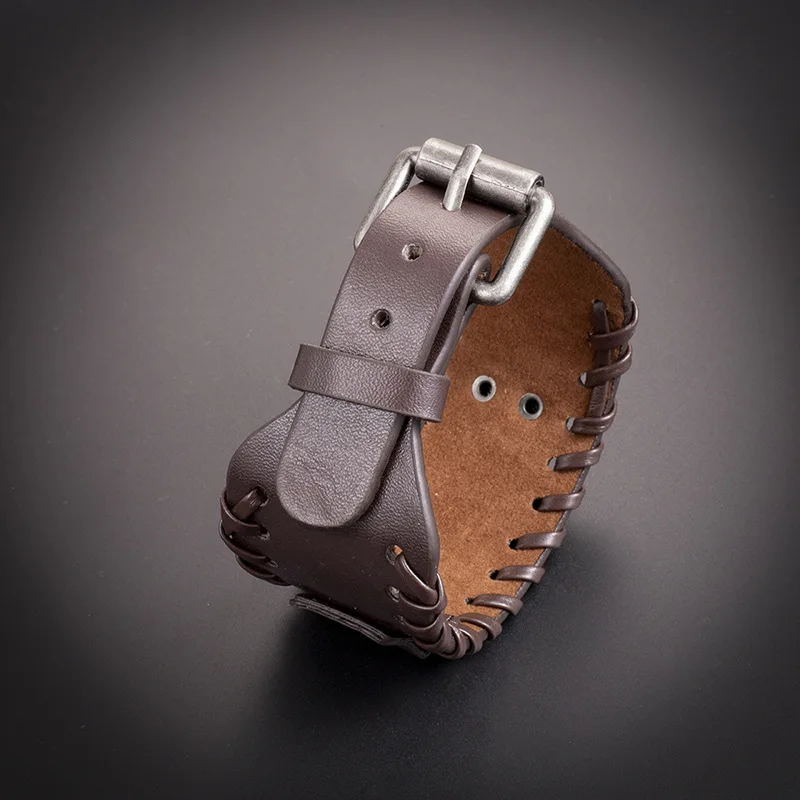 Simple Retro Nordic Men's Jewelry Viking Leather Bracelet for Men Odin Logo Lunawen Bracelet