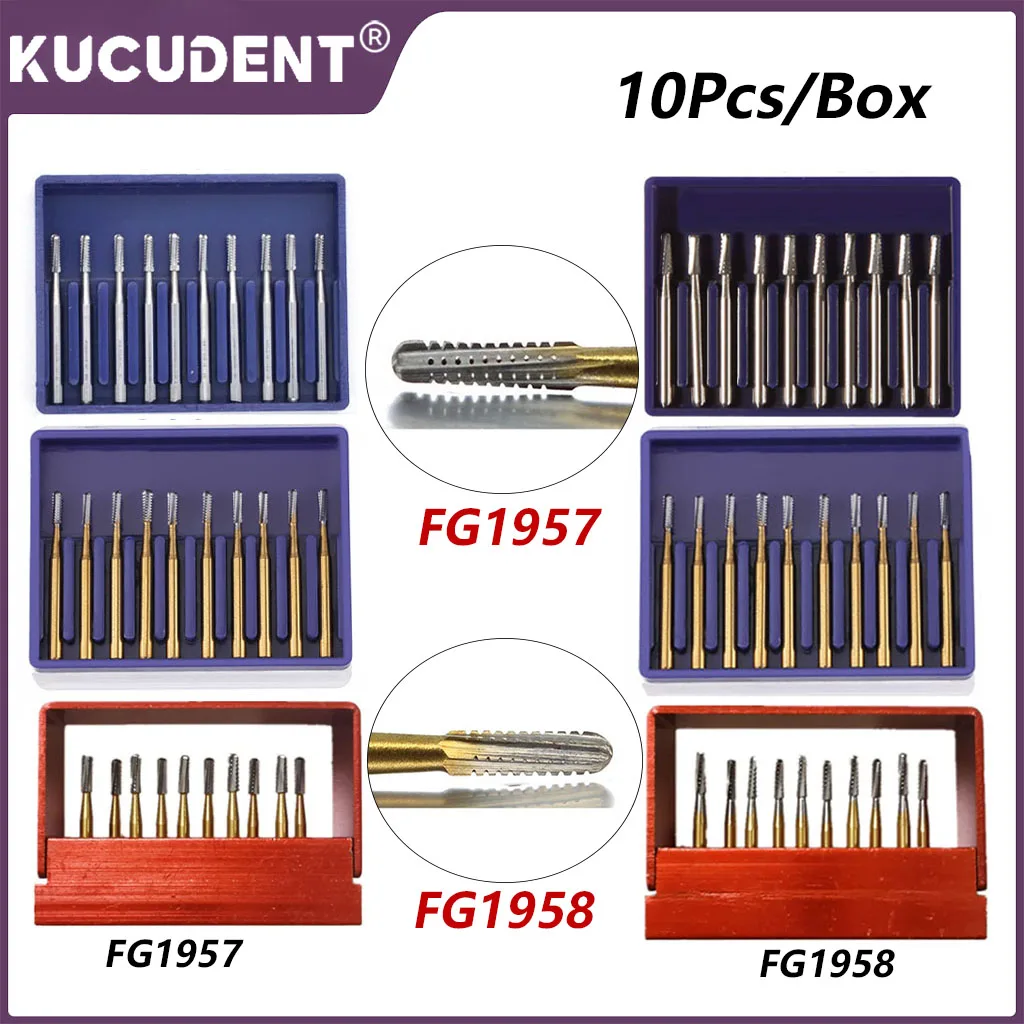 KUCUDENT 10 шт./упак. стоматологические карбидные боры из вольфрамовой стали дрель FG