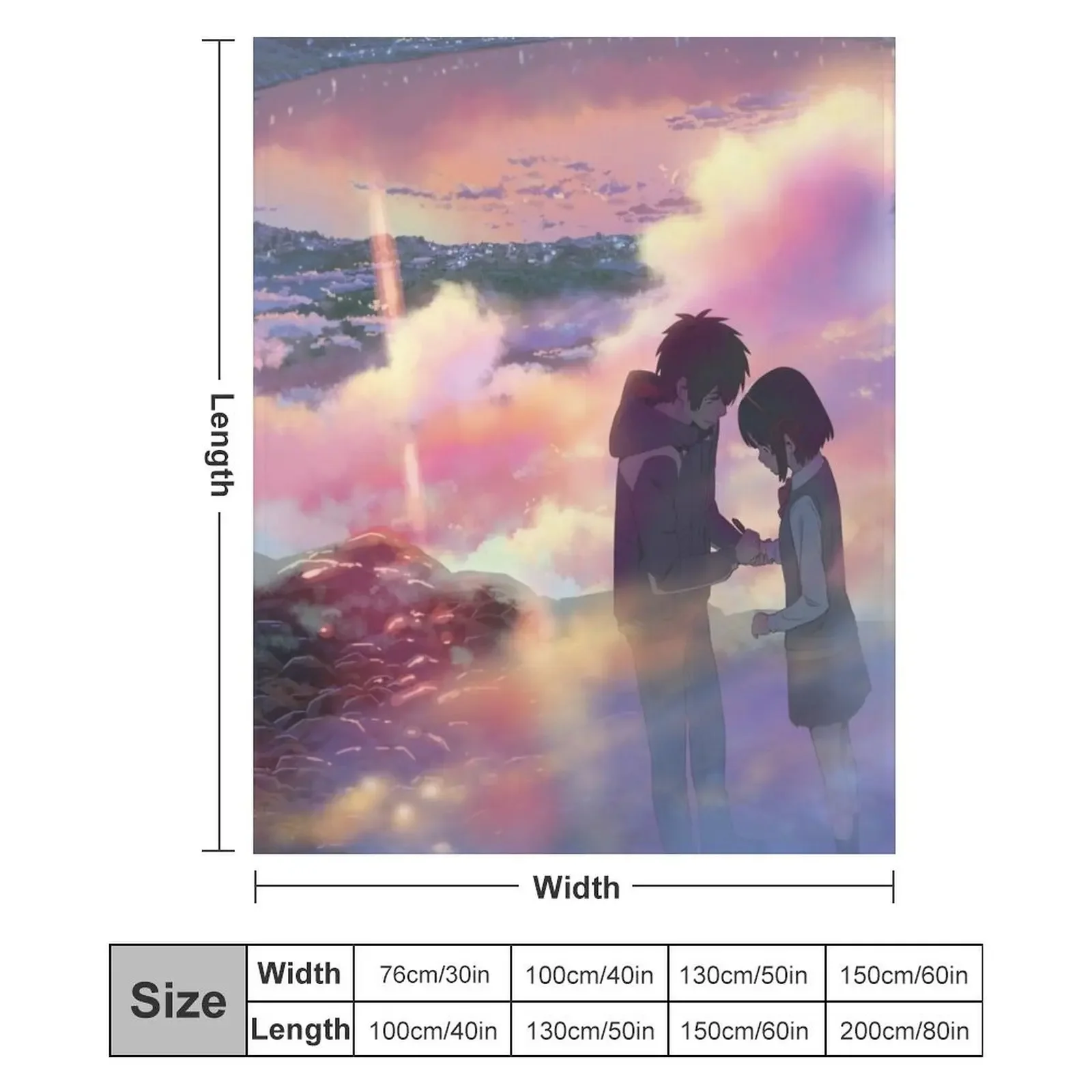 Kimi no Na wa - Плед с надписью Make A Wish, мягкий плюшевый плед в подарок на новоселье (art.: 3920dc27d75bf) - 3920dc27d75bf