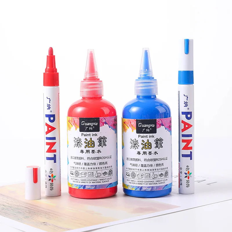 12-color Paint Pen Matching P-05 Ink 150ml Large-capacity Marker Pen Special Filling Liquid Student Art Supplies