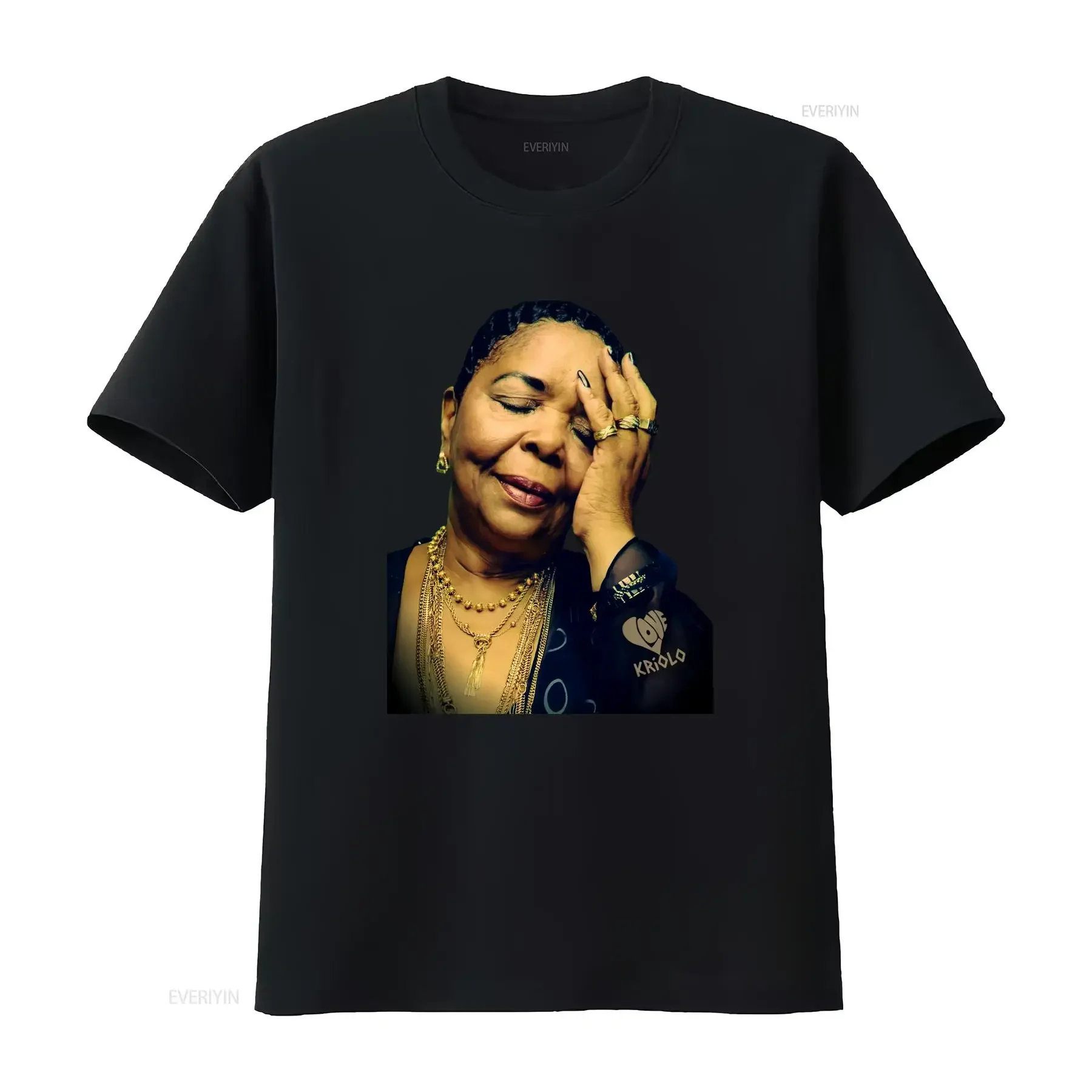 Фото Футболка Cesaria Evora Cabo Verde Ultra Cotton Love Kriolo с длинными или короткими рукавами, винтажная, дышащая, стильная, удобная. №1