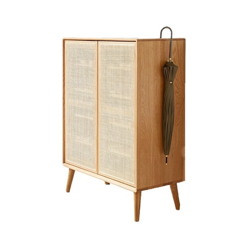 

Rattan Modern Solid Wood Storage shoe cabinet with door