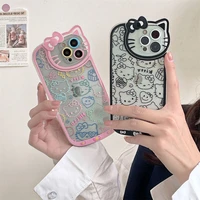2022 bandai cartoon hello kiity cute phone case for iphone 13 12 11 pro max x xr xs max silicone shockproof case coque