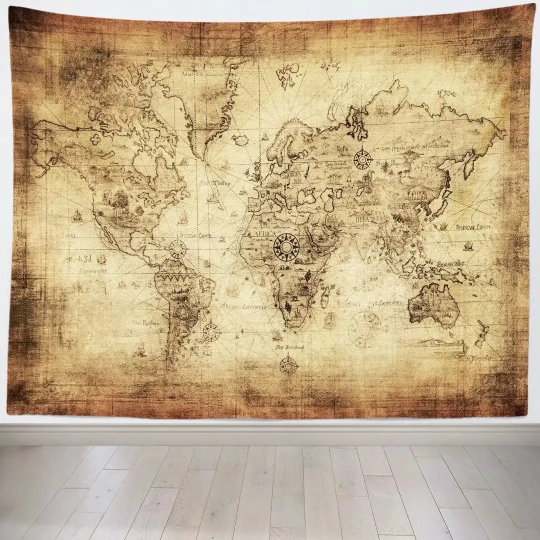 Гобелен с пиратской картой гобелен сокровищ морская Карта на Хэллоуин декор для