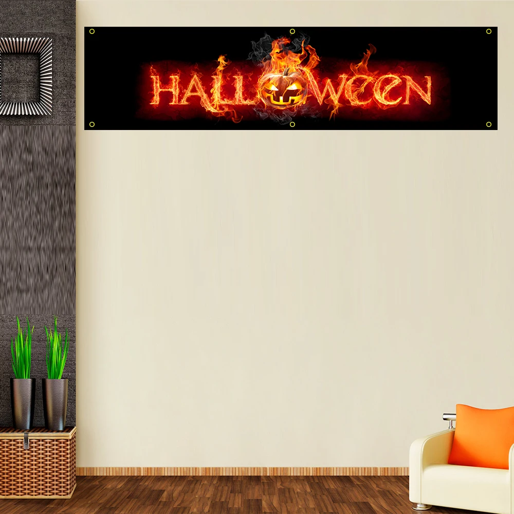 ZXBanner 60*240 Хэллоуин полиэстер Печатный Баннер для гаража или улицы украшения флага