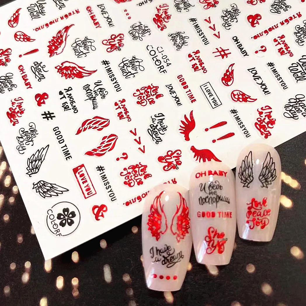 

CL Laser Newest wing Design 3d Nail Art Stickers Decal Template Diy Nail Tool Decorations Slider Stamp