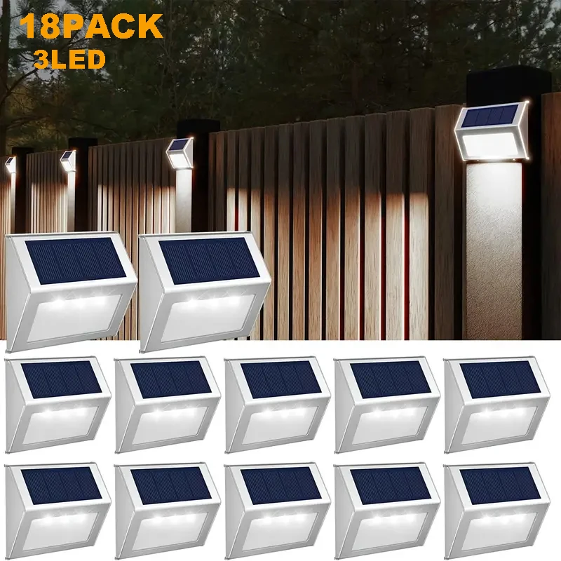 Тройная светодиодная лестница из нержавеющей стали на солнечной батарее