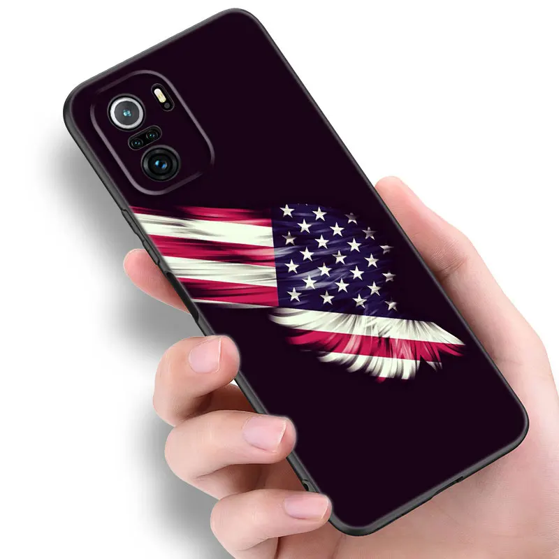 Черный силиконовый чехол с американским флагом для телефона Xiaomi Mi 9 SE 8 10 10T 11 12 13 Lite