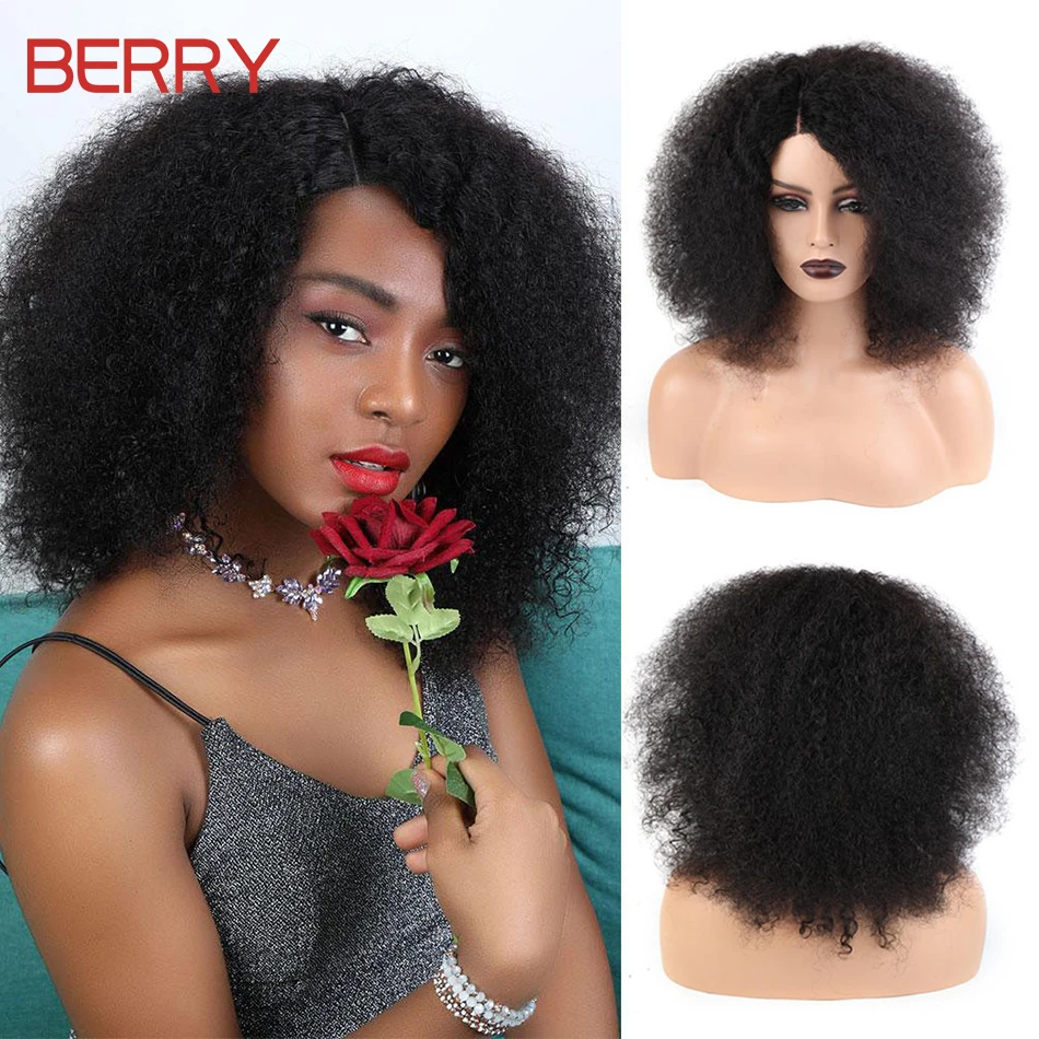 Berry Afro Kinky Curly 4x4 Lace Front Human Hair Wigs Pre Plucked Lace Closure Wig Kinky Brazilian Remy Hair Wig for Black Women