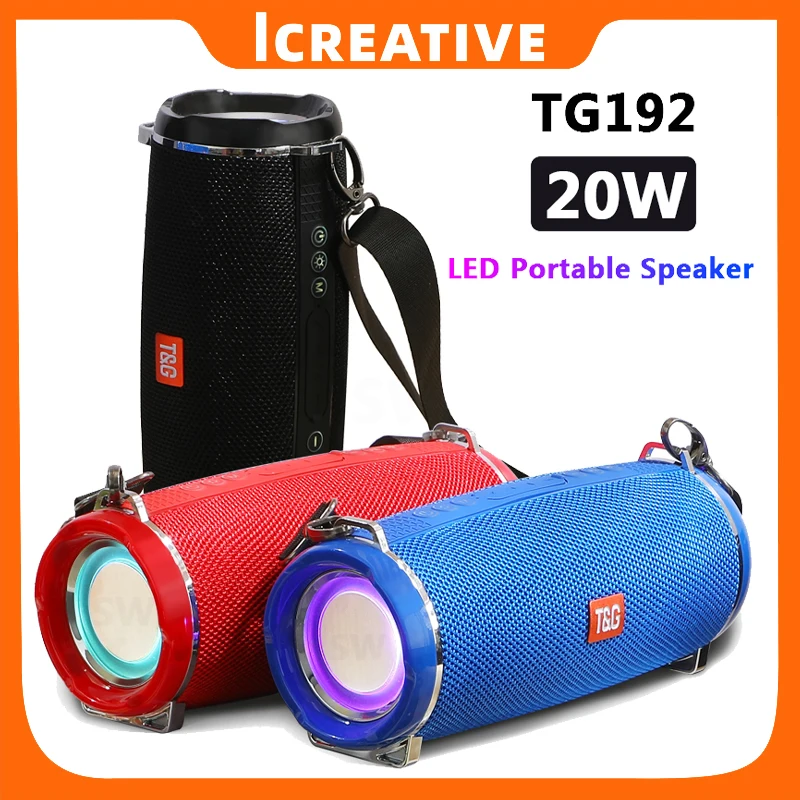 

TG192 Portable bluetooth speaker 20w U disk subwoofer speaker wireless bass column waterproof outdoor USB speaker support AUX TF