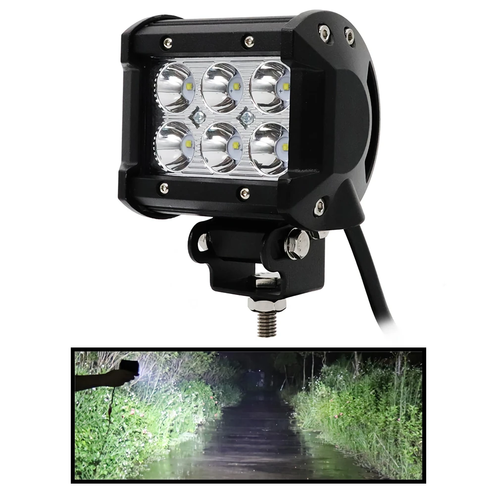 

1Pc 12V 24V 18W Motorcycle Headlights Spotlights LED Work Light For Car 4WD ATV SUV UTV Trucks 4x4 Offroad Waterproof