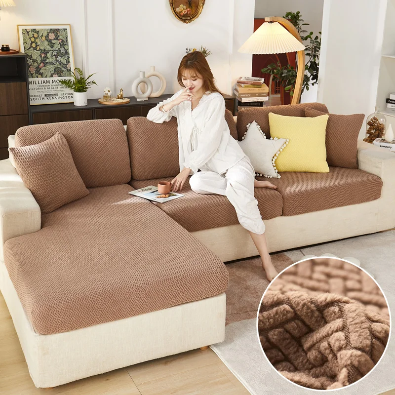 

Modern Sofa Seat Covers for Living Room Chaise Longue Elastic Corner Sectional Couch Cushion 2 3 Seater Extendable Slipcover Set