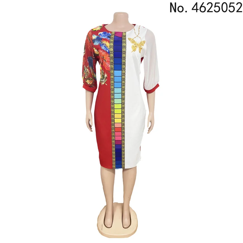 

Dashiki African Dresses For Women Fashion Chiffon Print Plus Size Dress Tight Pencil Ankara Robes Spring Summer Vestidos 2XL 5XL