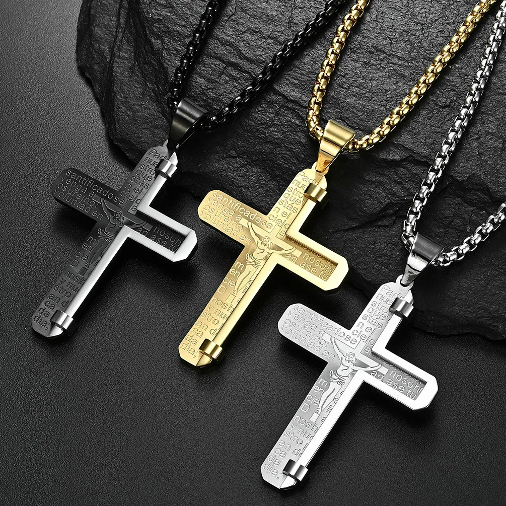 

Christian Jesus Cross Necklace For Women Men Stainless Steel Chains Choker Religion Cross Pendants Jewelry Prayer Baptism Gifts