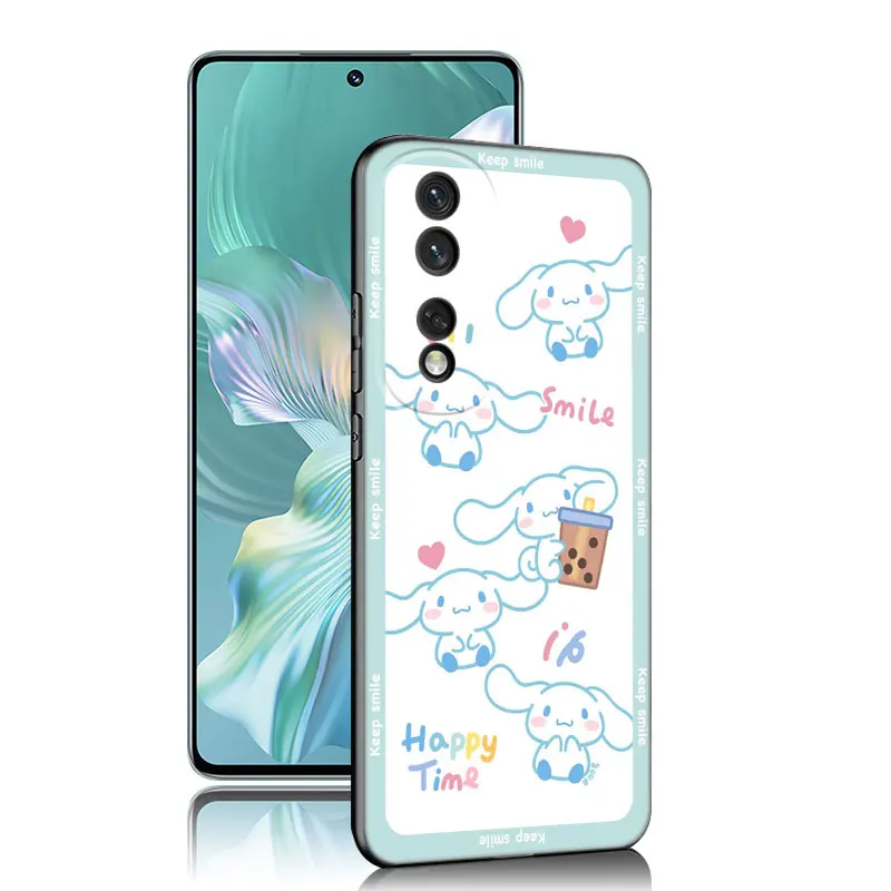 Черный телефонный чехол Kawaii Cinnamoroll для Huawei Honor 70 90 Lite X40 GT X50 i X5 Plus X6A X6S X7A X8A X8B X6 X7 X8 X9