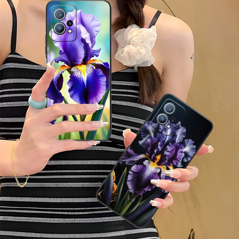 Красивый чехол для мобильного телефона Iris Flower Huawei P60 P50 P40 P30 P20 P10 P9 P8 Pro Lite Plus черный