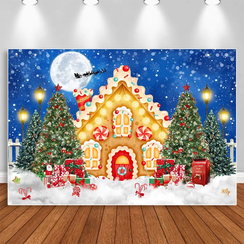 

Fairy Candy House Christmas Backdrops Xmas Tree Photography Children Kids Portrait Photographic Studio Photo Backgrounds Props
