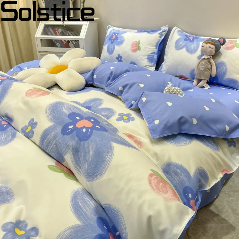 

Пододеяльник Solstice, пододеяльник, голубого цвета, Цветочная искусственная наволочка, простыня, пододеяльник на молнии