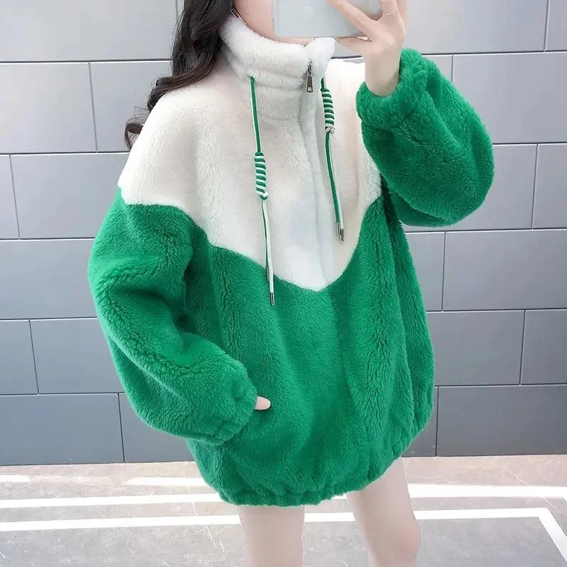 

2023 Winter New Women Thickened Lamb Fur Coat Female Sheep Shearing Fur One Imitation Rabbit Hair Splicing Cotton Coat Jacket Ti