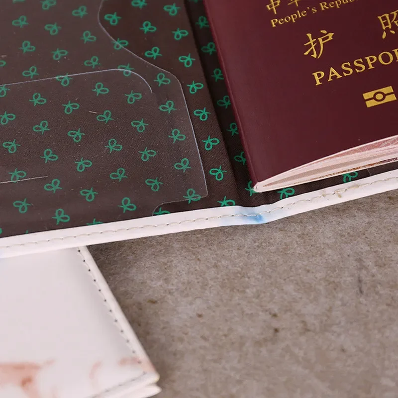 New Travel Passport Cover Pu Leather Marble Style Travel ID Credit Card Passport Holder Packet Wallet Purse Bags Pouch