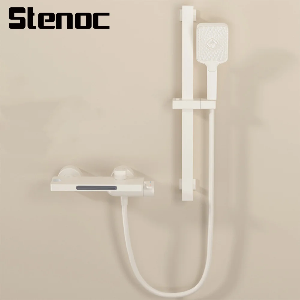 Новый простой дизайн трехступенчатый водопад белая душевая система для ванной