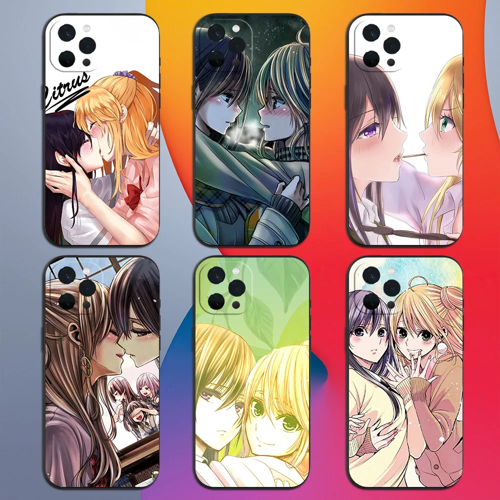 lesbian Anime Citrus Yuzu Aihara Mei LGBT Phone Case for iPhone 11 12 13 14 15 16 Max Pro Plus Soft Shell