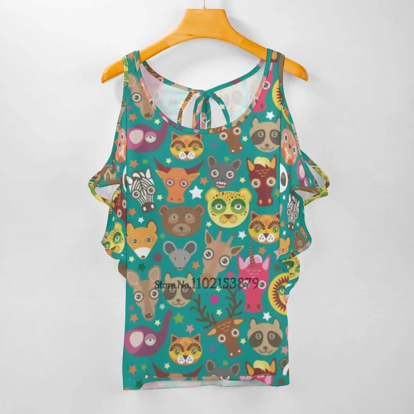 Забавные животные Морда Лев Кенгуру Лошадь Медведь Мышь Енот Женская футболка с