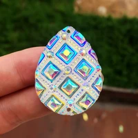 6pcs 2939mm teardrop shape sew on rhinestones with two holes flatback resin crystals stones diy wedding button crafts hb95