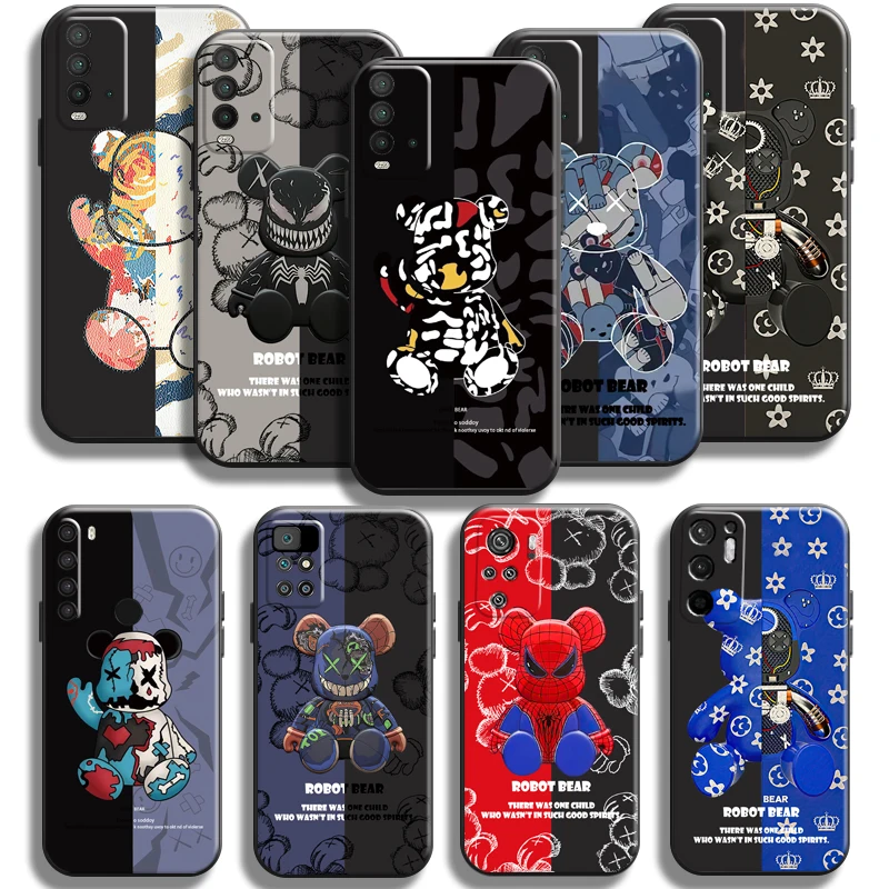 

Fashion Brand Luxury Bear Phone Case For Xiaomi Redmi Note 9 9T 9S 9 Pro Case For Redmi Note 9 5G Carcasa Soft Black Back Coque