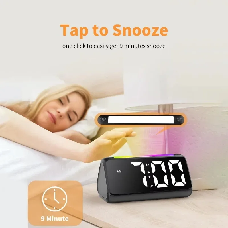 Цифровой будильник для мальчиков и девочек — прикроватные часы с красочным