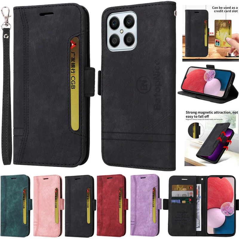 

Чехол для Honor X8 5G VNE-N41, Магнитный чехол с откидной крышкой для Honor X8 X 8 honor x8, чехол для телефона с несколькими карманами для карт