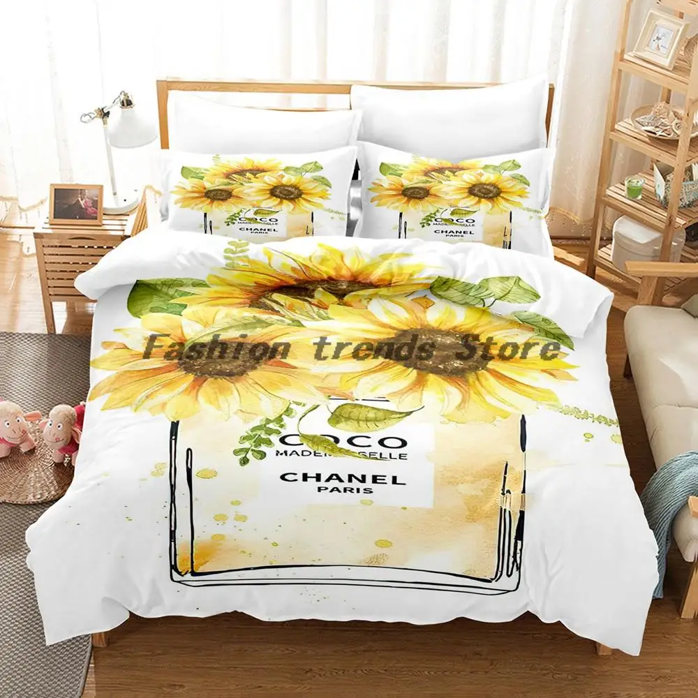 

Luxury Makeup Perfume With Flower Bedding Set Cosmetic Pink Duvet Cover Girls Women Bed Set Home Textiles Fashion Bedclothes