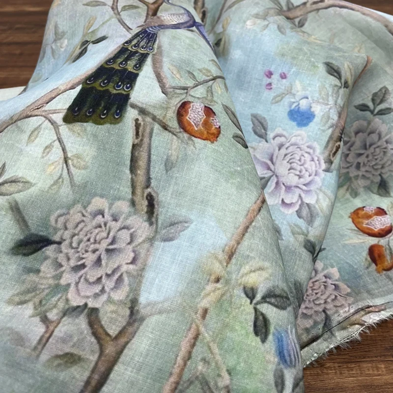 Льняная рубашка-Ципао китайское платье модное Aristolochia Ringens Ramie ткань с принтом