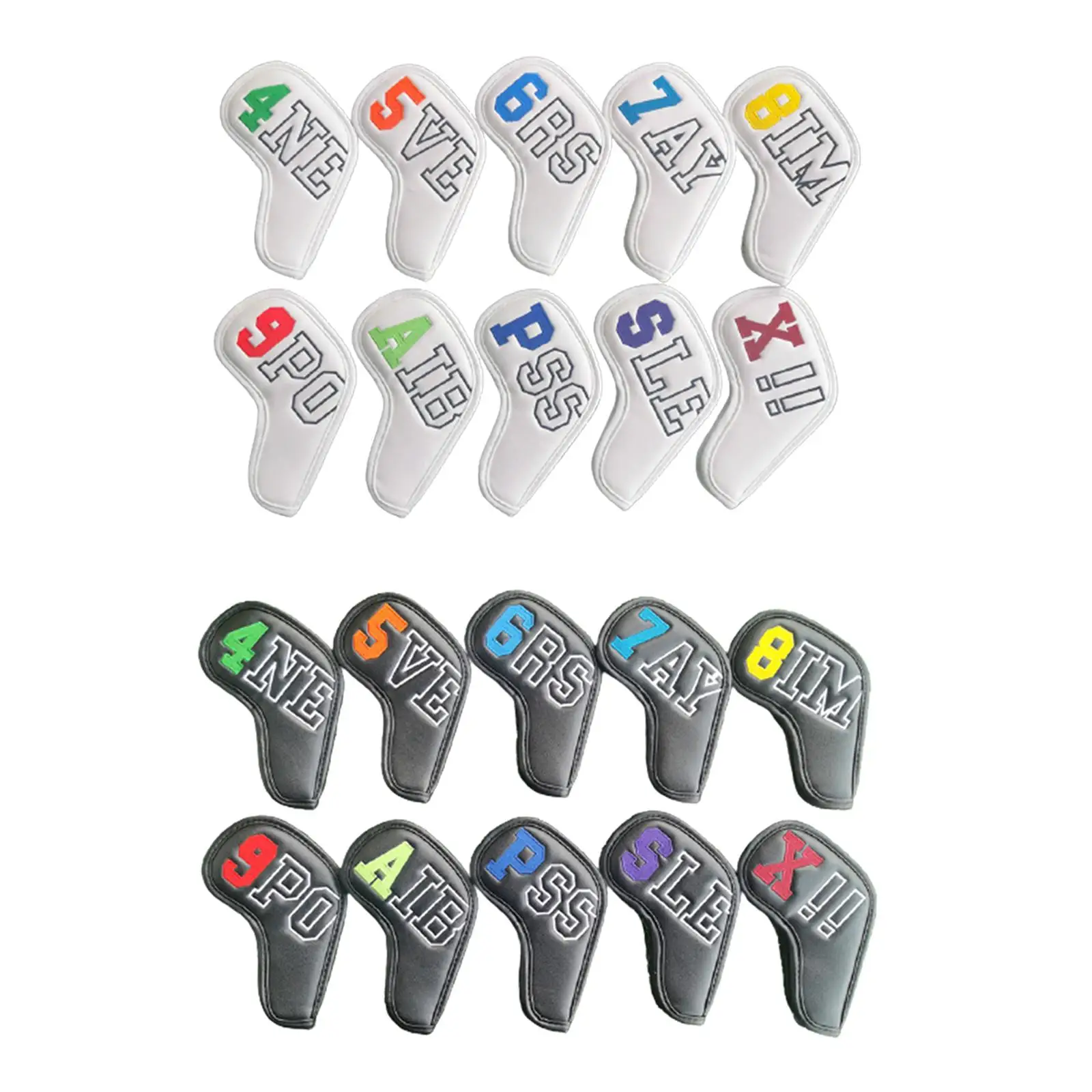 

Golf Club Iron Covers 10 Pack, Synthetic Leather Deluxe Cover Set, covers for head for Irons Fit Main Iron Clubs