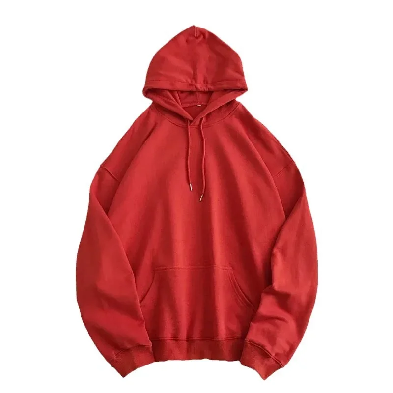 Сплошной цвет с капюшоном для пар мужская свободная посадка модная