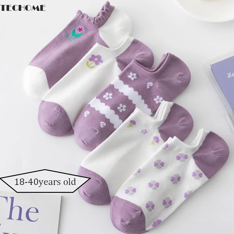 5Pairs/set Cartoon Women Socks Casual Boat Socks 3D Pack Harajuku Animal Cute Invisible Funny Girl Ankle Sock Low Cut