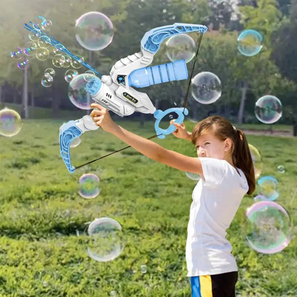 Hot Bubble Gun Electric Bow and Arrow Automatic Bubble Blower and Launcher Water Gun 2 in 1 Outdoor Toys for Children Kid Gifts