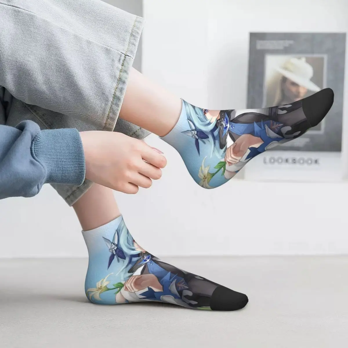 Носки Eula Genshin Impact супер мягкие чулки в стиле Харадзюку всесезонные носки