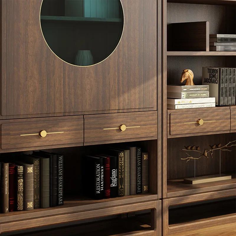 Книжный шкаф из орехового дерева комбинированный книжный в стиле ретро