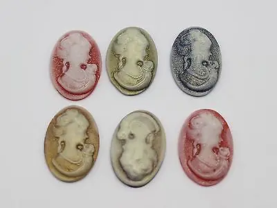 

50 Mixed Color Beautiful Lady Woman Oval Flatback Resin Cameo Cabochon 13X18mm
