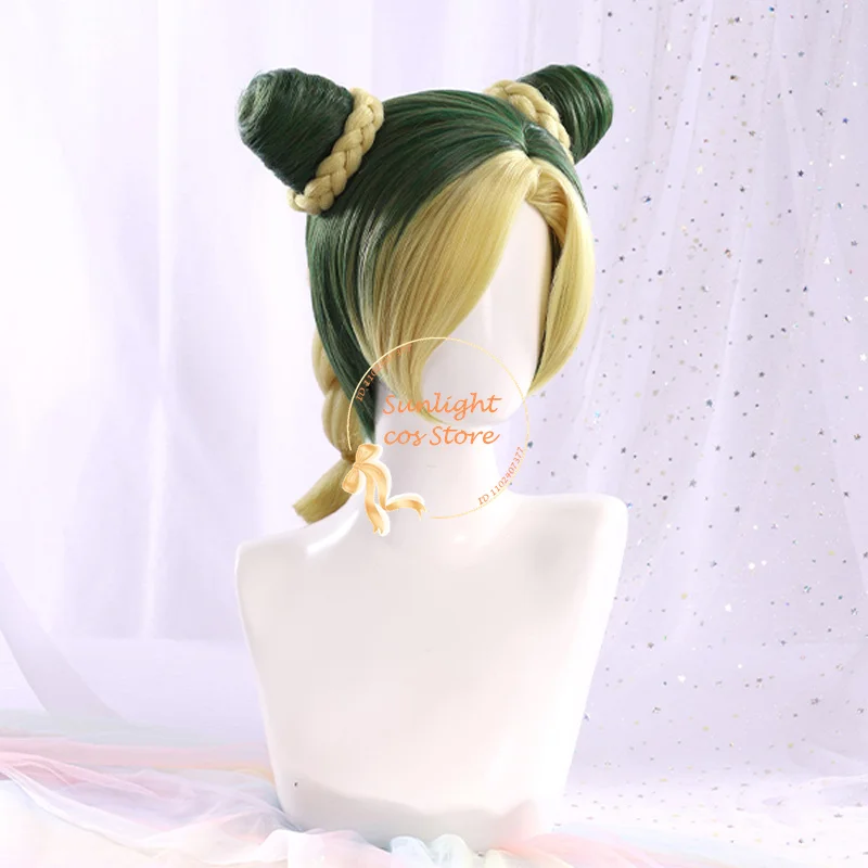 Парик для косплея аниме Kujo Jolin короткие золотисто-зеленые парики термостойкие