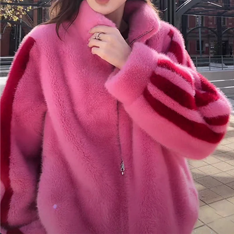 2024 Новая спортивная бейсбольная форма с воротником-стойкой короткая меховая