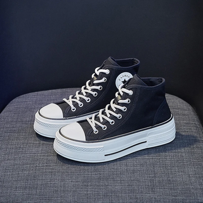 White Casual Shoes Women Platform Sneaker Black Vulcanized Shoe Summer Comfortable Flats Woman Internal Increase